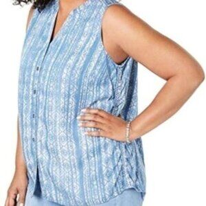 NWT Style & Co Printed Split Neck Tank Top